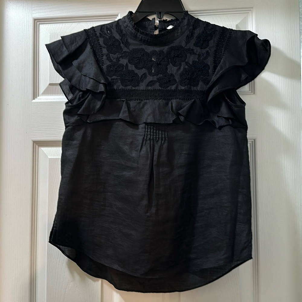 Veronica Beard black ruffled top Sz 00